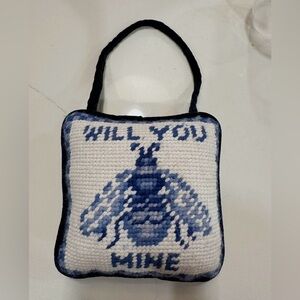 "Will You Bee Mine" needlepoint door hanger
